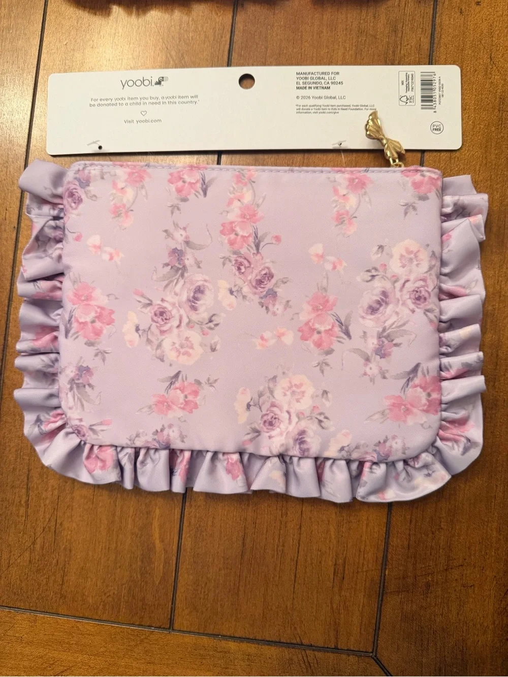 LoveShackFancy Floral Accessory Pouch Set in Light Lavender and Pink